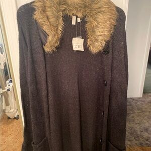 Madison Black Knit with Faux Fur Trim